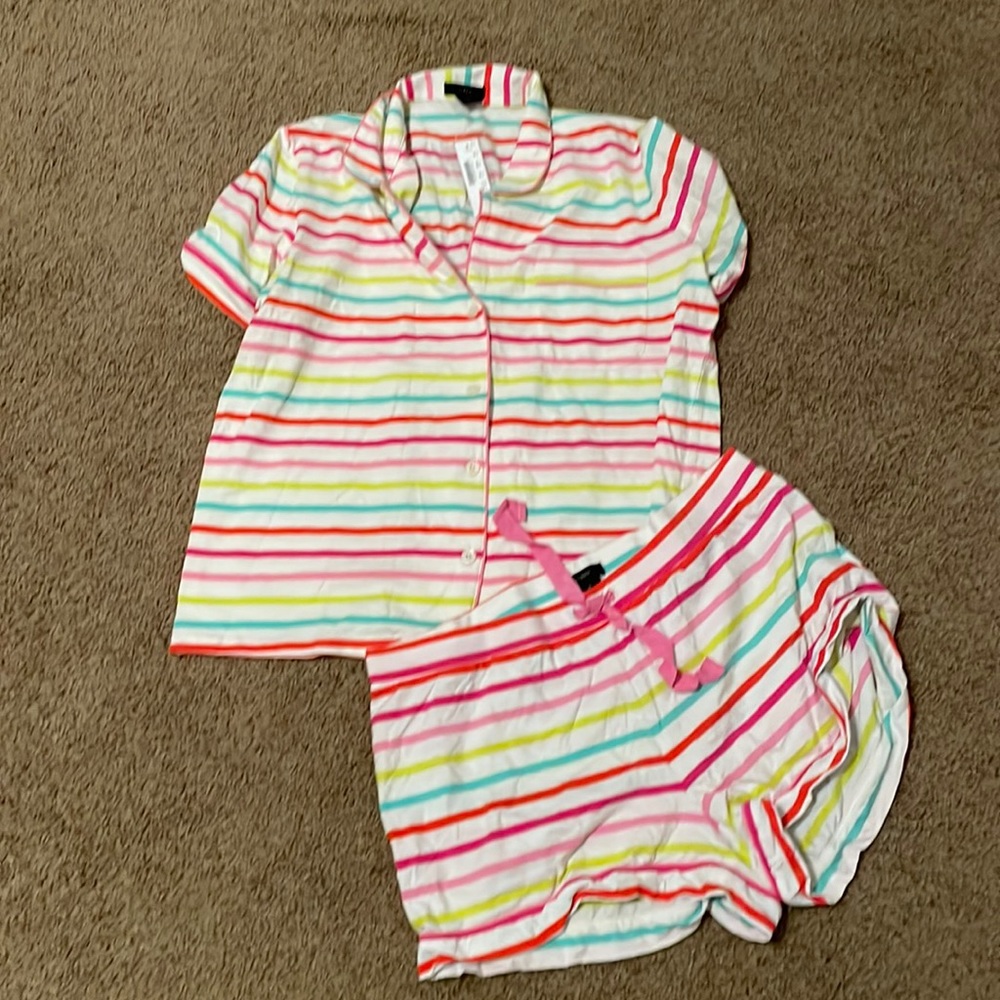 NWT J.Crew super soft pajama set. Size large. Adorable stripes!